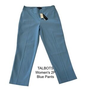 NWT Talbots‎ Heritage Light Blue Side Zip Ankle Pants Petites 2P Office Career